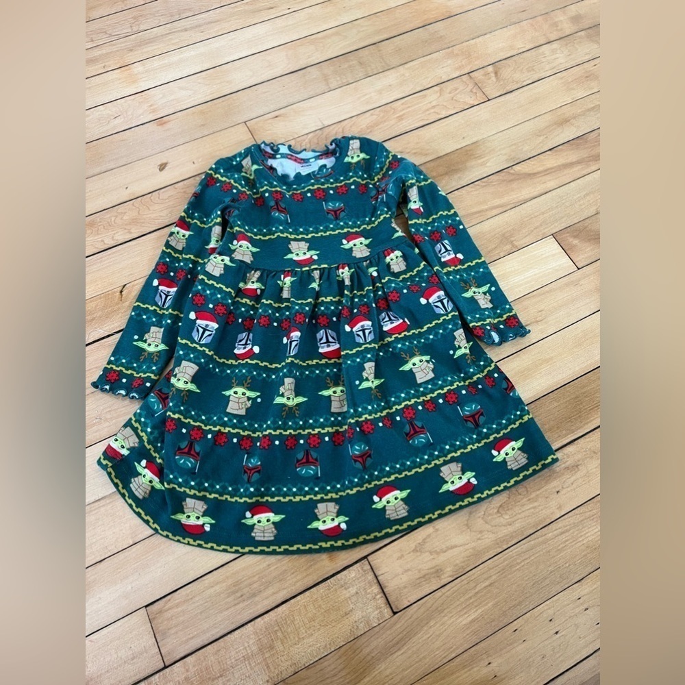 Hanna Andersson x Star Wars long sleeve‎ yoda Christmas fairisle print dress
